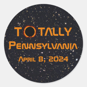 Gesamt Pennsylvania 2024 Solar Eclipse Runder Aufkleber
