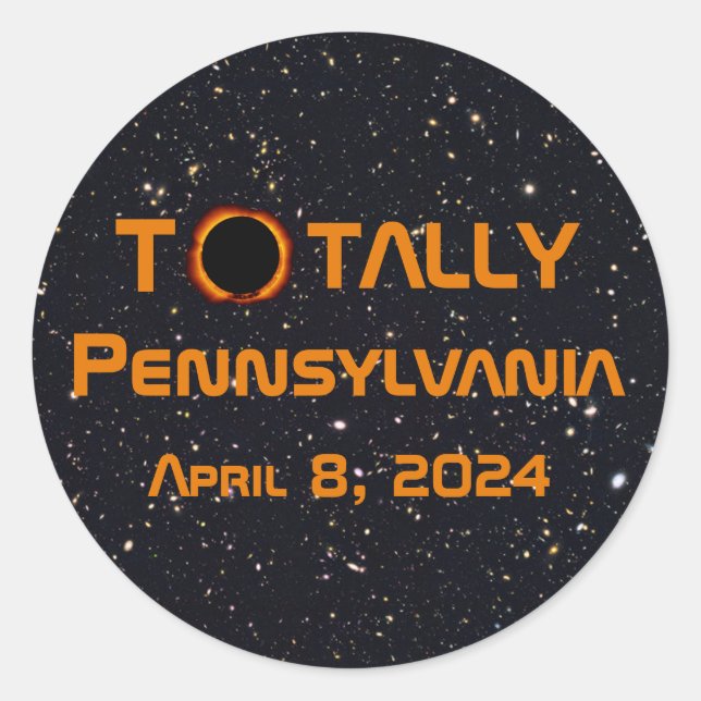 Gesamt Pennsylvania 2024 Solar Eclipse Runder Aufkleber (Vorderseite)