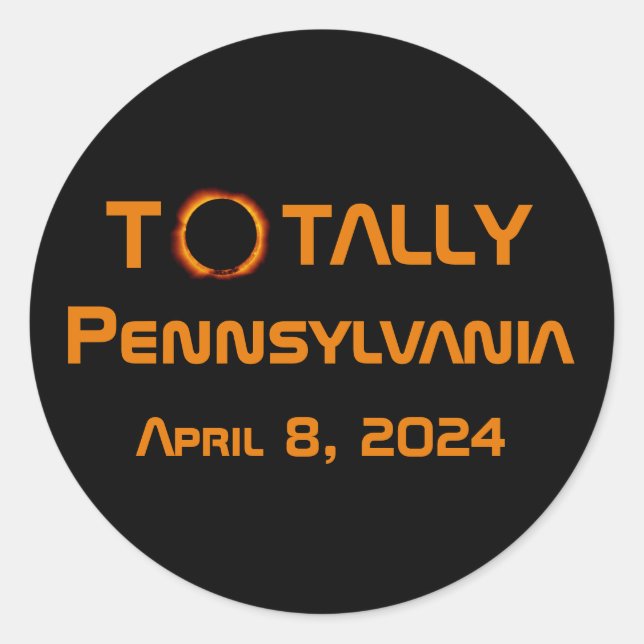 Gesamt Pennsylvania 2024 Solar Eclipse Runder Aufkleber (Vorderseite)