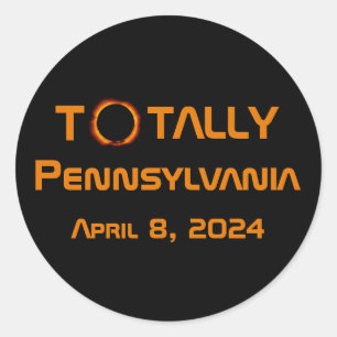 Gesamt Pennsylvania 2024 Solar Eclipse Runder Aufkleber