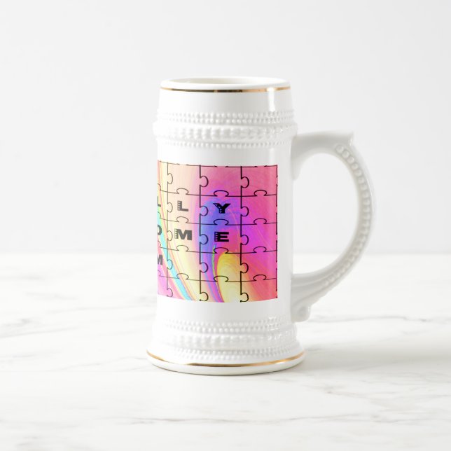 Gesamt Phantastische Mama Rosa Swirl Puzzle Design Bierglas (Rechts)