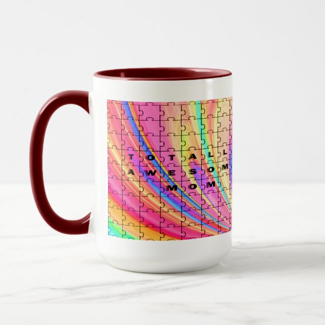 Gesamt Phantastische Mama Rosa Swirl Puzzle Design Tasse (Links)
