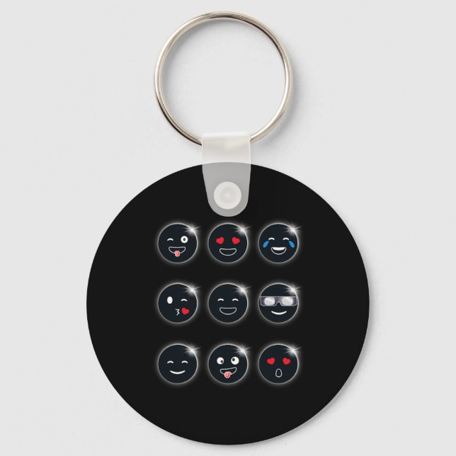 Gesamt Solar Eclipse 04.08.2024 Albern Faces Fun B Schlüsselanhänger (Vorderseite)