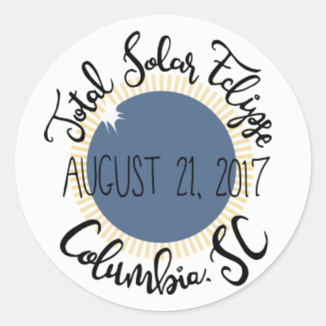 Gesamt Solar Eclipse 2017 Columbia SC Rundaufklebe Runder Aufkleber (Vorderseite)