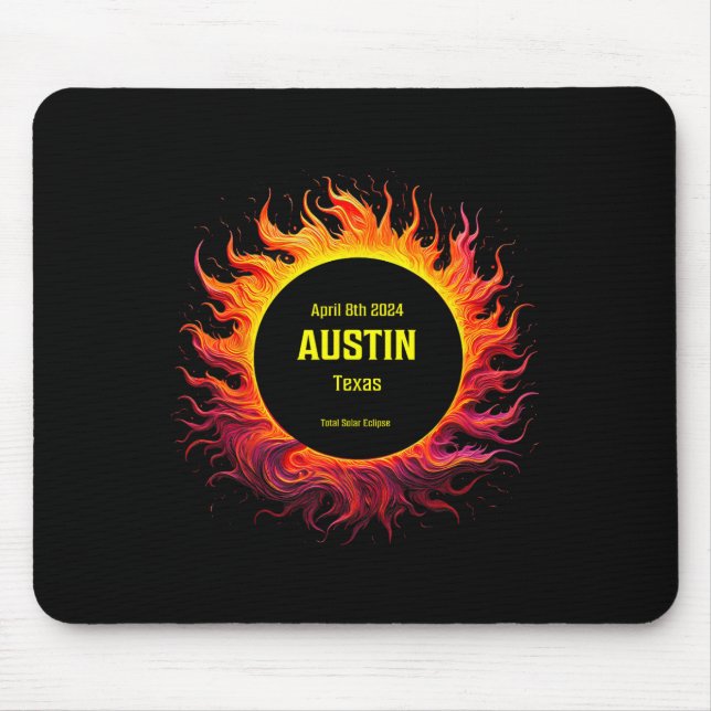 Gesamt Solar Eclipse 2024 Austin Texas Mousepad (Vorne)