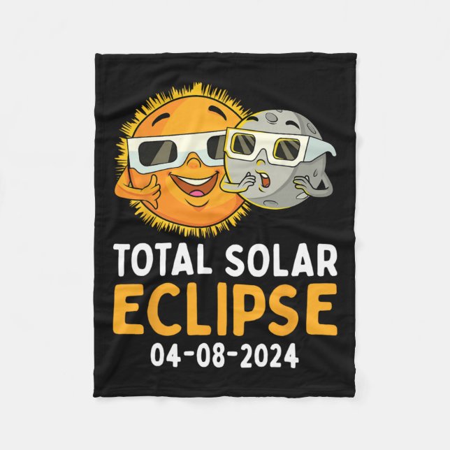 Gesamt Solar Eclipse 2024 Brillen Spaß Sonnenmond  Fleecedecke (Vorderseite)