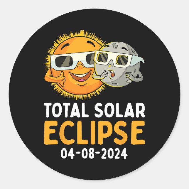 Gesamt Solar Eclipse 2024 Brillen Spaß Sonnenmond  Runder Aufkleber (Vorderseite)