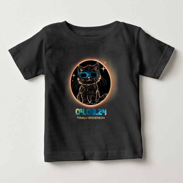 Gesamt Solar-Eclipse 2024 Cat Solar Eclipse Brille Baby T-shirt (Vorderseite)