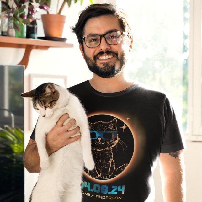 Gesamt Solar-Eclipse 2024 Cat Solar Eclipse Brille T-Shirt (Von Creator hochgeladen)