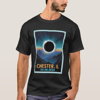 Gesamt Solar Eclipse 2024 Chester Illinois Vintag T-Shirt