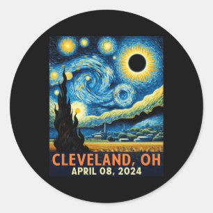 Gesamt Solar Eclipse 2024 Cleveland Ohio Starry Ni Runder Aufkleber