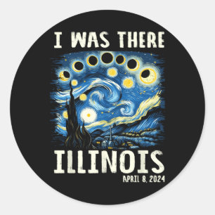 Gesamt Solar Eclipse 2024 Illinois - Starry Night Runder Aufkleber