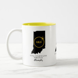 Gesamt Solar Eclipse 2024 Individuelle Name, Stadt Zweifarbige Tasse