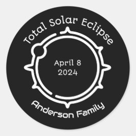 Gesamt Solar Eclipse 2024 Modernes Minimal Schwarz Runder Aufkleber