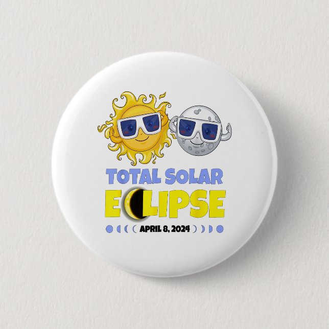 Gesamt Solar-Eclipse 2024 Niedliche Solar-Eclipse- Button (Vorderseite)