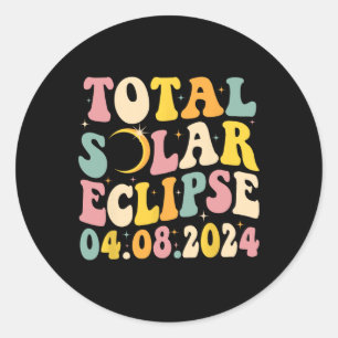 Gesamt Solar Eclipse 2024 Retro Solar Eclipse Men Runder Aufkleber
