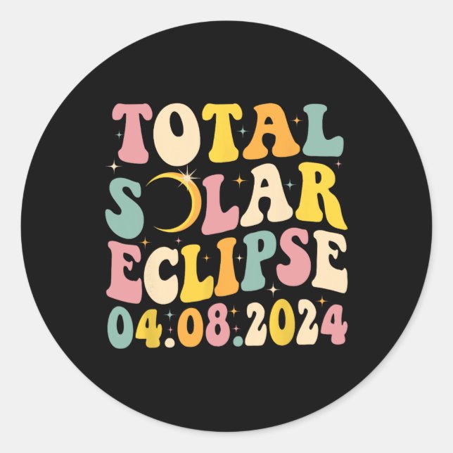 Gesamt Solar Eclipse 2024 Retro Solar Eclipse Men  Runder Aufkleber (Vorderseite)