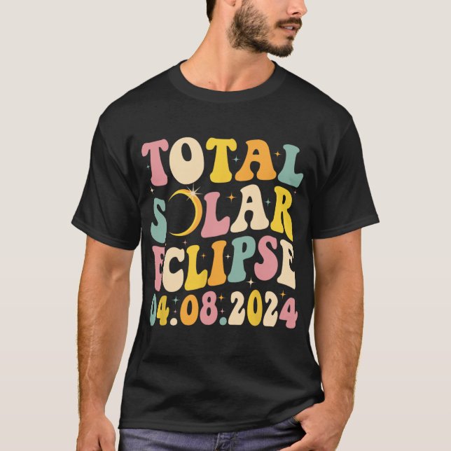 Gesamt Solar Eclipse 2024 Retro Solar Eclipse Men  T-Shirt (Vorderseite)