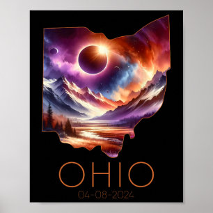 Gesamt Solar Eclipse 2024 Staat Ohio Totality Apri Poster
