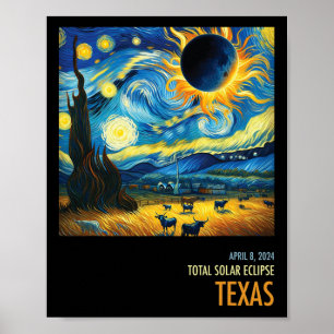 Gesamt Solar Eclipse 2024 Texas Poster
