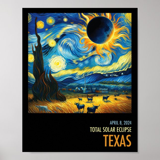 Gesamt Solar Eclipse 2024 Texas Poster (Vorne)