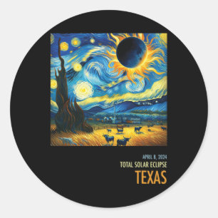 Gesamt Solar Eclipse 2024 Texas Runder Aufkleber