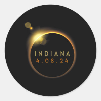 Gesamt Solar Eclipse 2024 Totality Indiana Runder Aufkleber