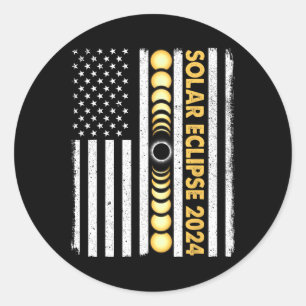 Gesamt Solar Eclipse 2024 Totality Phases US Ameri Runder Aufkleber