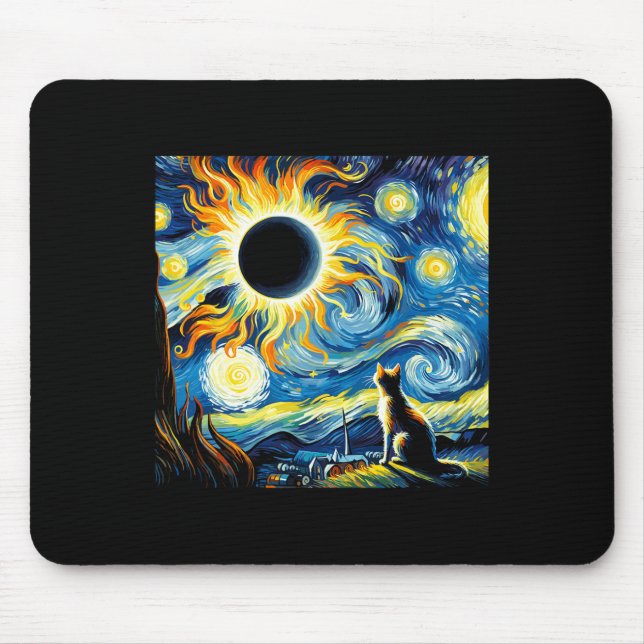 Gesamt Solar Eclipse 2024 Van Gogh Starry Night Ca Mousepad (Vorne)