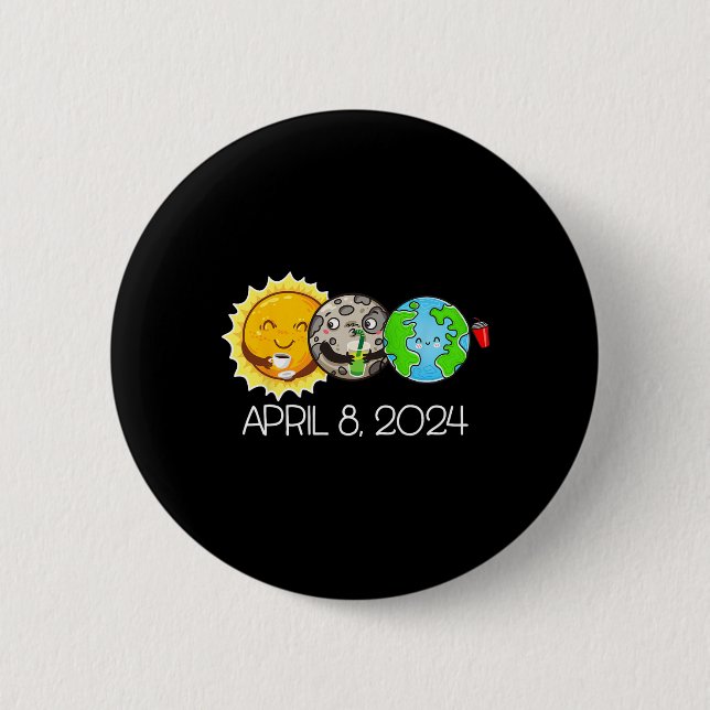Gesamt Solar Eclipse 8. April 2024 Moon Astronomy  Button (Vorderseite)