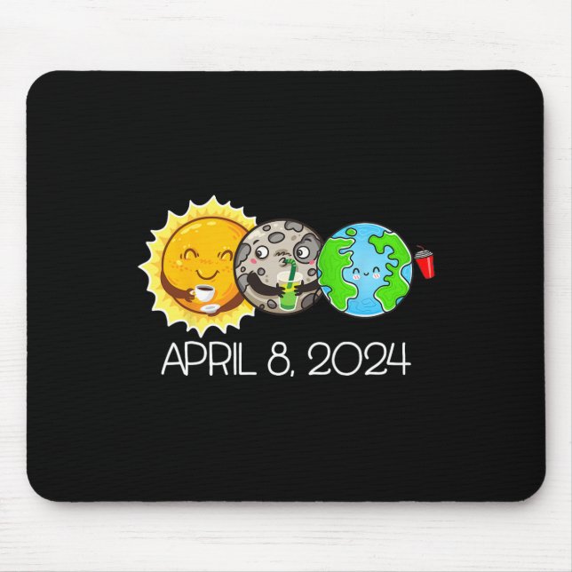 Gesamt Solar Eclipse 8. April 2024 Moon Astronomy  Mousepad (Vorne)