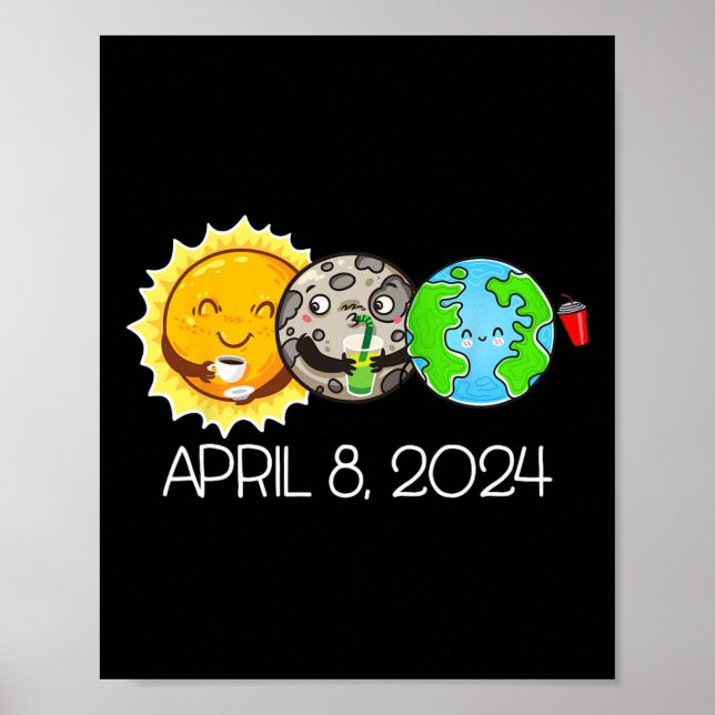 Gesamt Solar Eclipse 8. April 2024 Moon Astronomy  Poster (Vorne)