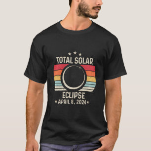 Gesamt Solar Eclipse 8. April 2024 Retro Astronomi T-Shirt