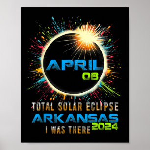 Gesamt Solar Eclipse Arkansas 2024 Farbiges Totali Poster