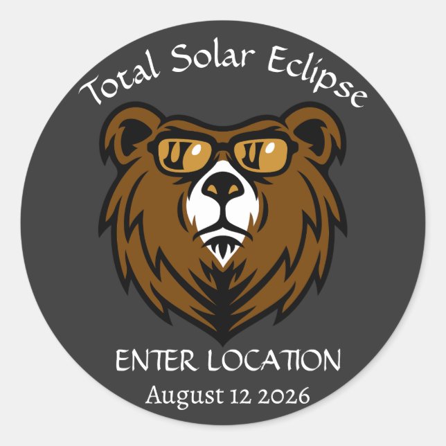 Gesamt Solar Eclipse Aug 12 2026 Custom Runder Aufkleber (Vorderseite)