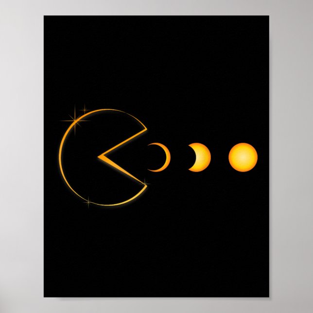 Gesamt Solar Eclipse Funny Gamer Eating Solar Men  Poster (Vorne)