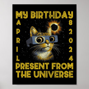 Gesamt Solar Eclipse Geburtstag 8. April 2024 Katz Poster