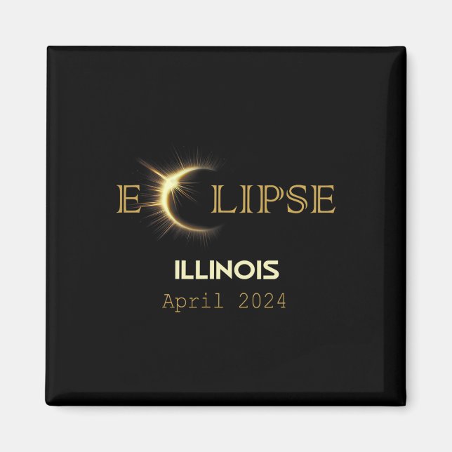 Gesamt Solar Eclipse Illinois Totality 8. April 20 Magnet (Vorne)
