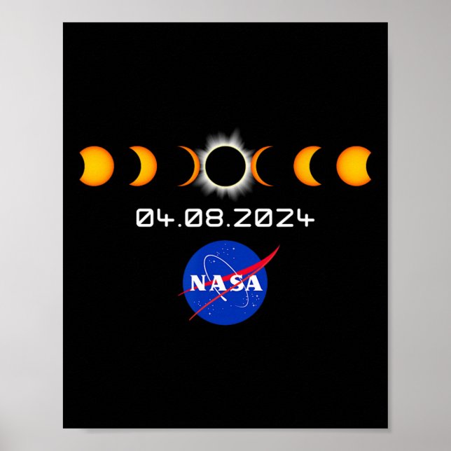 Gesamt Solar Eclipse S 2024 April 8 Totalität Poster (Vorne)