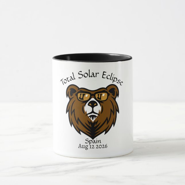 Gesamt Solar Eclipse Spanien 2026 Custom Tasse (Zentrum)