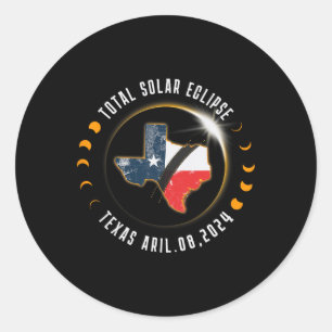 Gesamt Solar Eclipse Texas - Gesamt Eclipse 2024 T Runder Aufkleber