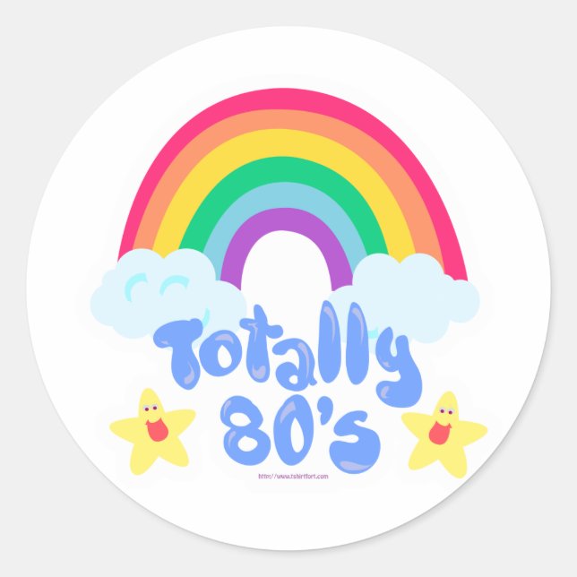 Gesamter 80er Regenbogen Runder Aufkleber (Vorderseite)