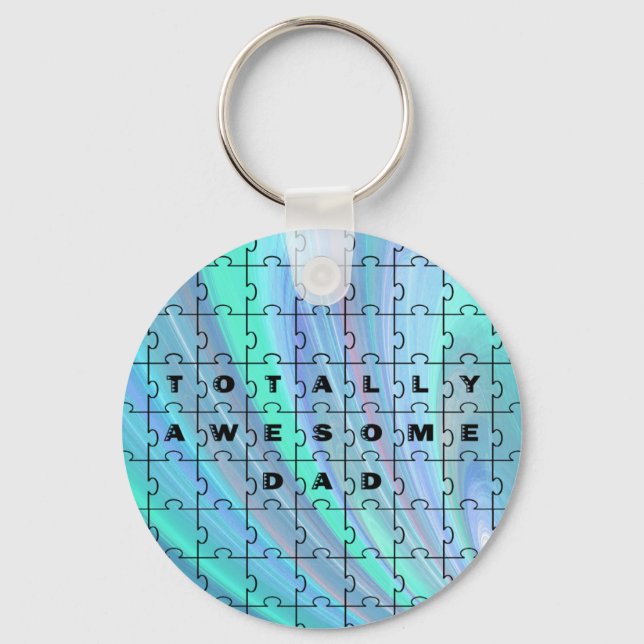 Gesamter Phantastischer Vater Puzzle Blue Schlüsselanhänger (Vorderseite)