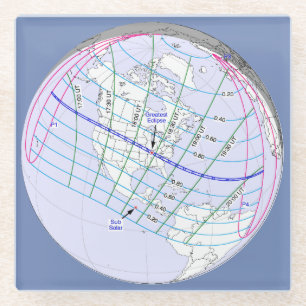 Gesamter Solar-Eclipse 2017 Globaler Pfad Glasuntersetzer