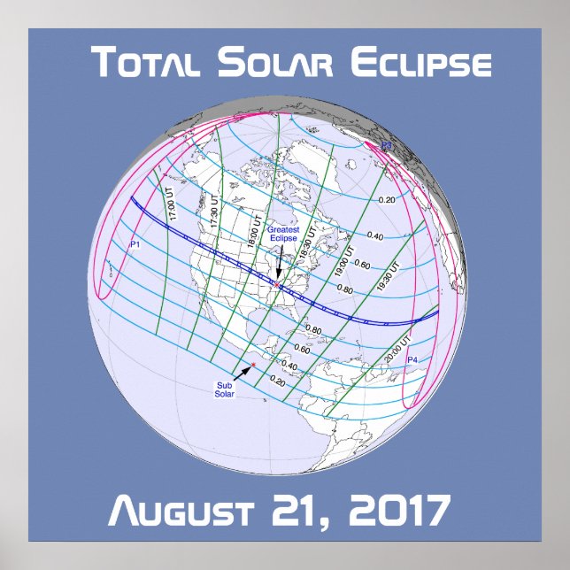 Gesamter Solar-Eclipse 2017 Globaler Pfad Poster (Vorne)