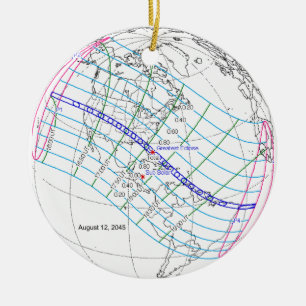 Gesamter Solar-Eclipse 2045 Globaler Pfad Keramik Ornament