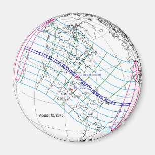 Gesamter Solar-Eclipse 2045 Globaler Pfad Magnet