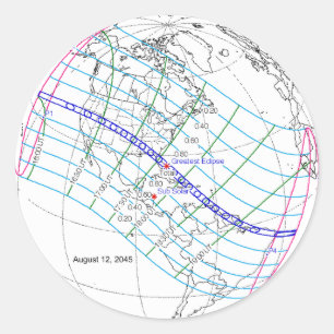 Gesamter Solar-Eclipse 2045 Globaler Pfad Runder Aufkleber