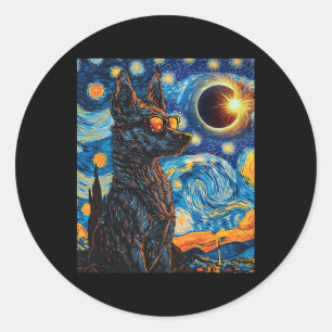 Gesamter Solar Eclipse Blue Heeler Dog Runder Aufkleber