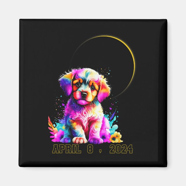 Gesamter Solar Eclipse Dog 2024 Totality Spring Ap Magnet (Vorne)